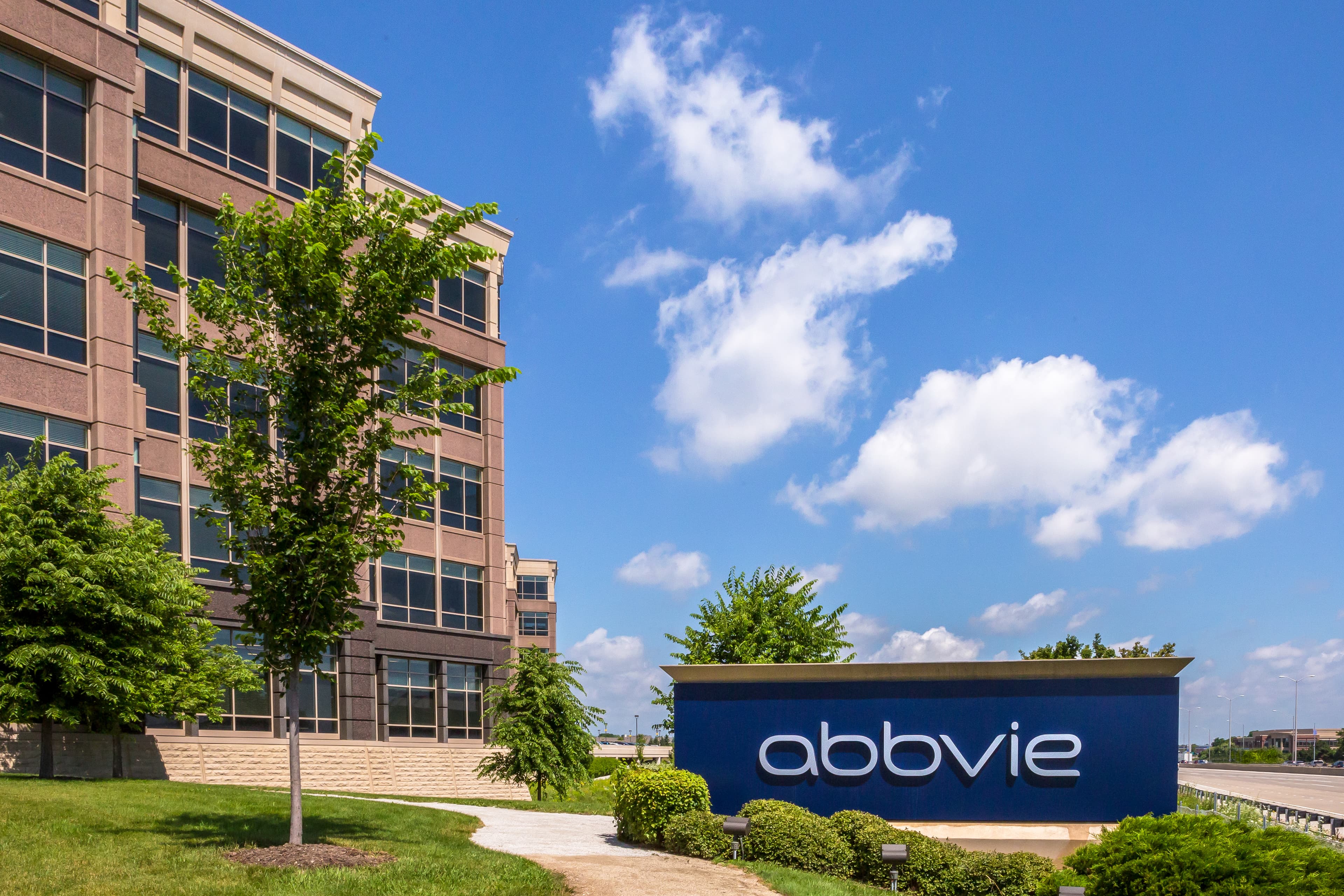 Background showing AbbVie sign at ABV1 building